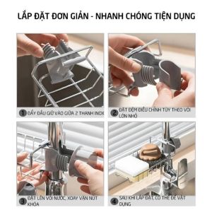 Giá Đỡ Inox Gắn Vòi Nước – Điều Chỉnh Linh Hoạt Thoát Nước Nhanh – Gọn Gàng & Tiết Kiệm Không Gian