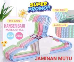 HARGA MURAH 40 PCS HANGER BAJU DISTRO gantungan baju Kawat Coating Plastik
