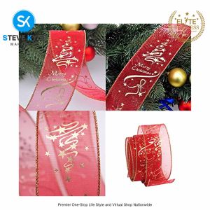 2M/Roll Christmas Christmas Gift Packaging Print Ribbon Christmas Tree Garland Ornament DIY Gift