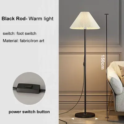 [Free Bulb] Floor Lamp Living Room Bedroom Bedside Lamp Modern Creative Fabric Decorati Study Floor Light