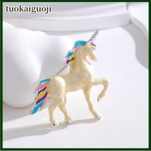 tuokaiguoji Cartoon Unicorn Enamel Horse Brooches For Women Zodiac Animal Lapel Pins Casual Party Accessories New Year Gifts Friends