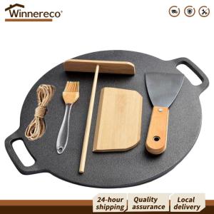 【Winnereco】 กระทะเหล็กหล่อคุณภาพสูง สำหรับทำแพนเค้กและบาร์บีคิว เคลือบไม่ติด ขนาด 12 นิ้ว สีดำ