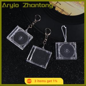 Aryio อุปกรณ์เสริมสำหรับตกแต่งกระเป๋าเป้สะพายหลังแบบ DIY กล่องใส่ซีดีพวงกุญแจรูปเครื่องเล่นซีดี