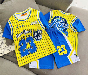 11-42kg bộ thun lạnh bóng rổ bé trai viền bo thun mẫu mới thun mềm mịn mát mịn bền đẹp 200