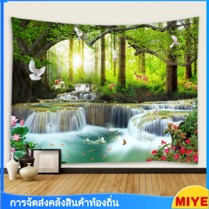 พรมป่าน้ำตกพรมธรรมชาติภูมิทัศน์สีเขียวน้ำตกพรมพื้นหลังผ้าห้องนอนห้องนั่งเล่นผ้าพื้นหลัง