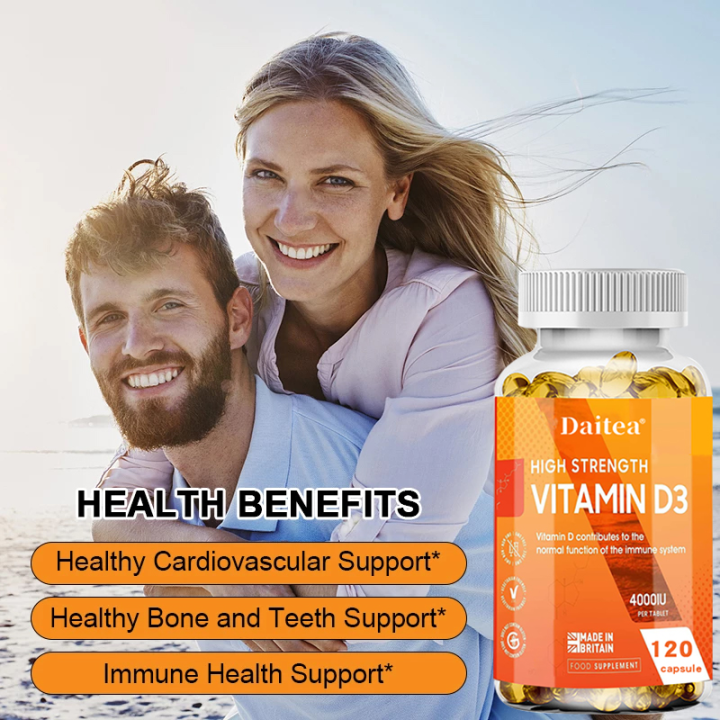 Vitamin D Capsule Supplement for Men and Women Boosts Bones, Teeth