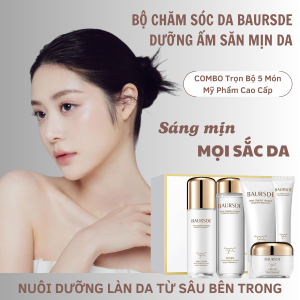 Bộ mỹ phẩm dưỡng da chăm sóc da mặt cao cấp BAURSDÈ 5 món: Sữa rửa mặt+Nước cân bằng da+Serum dưỡng ẩm+Sữa dưỡng ẩm+Kem dưỡng da giúp cấp ẩm dưỡng trắng chống lão hóa trọn bộ skincare