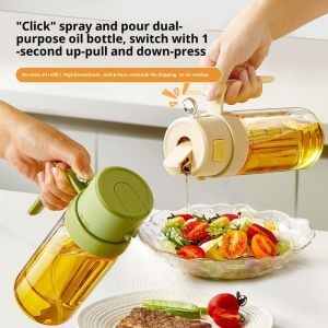 YONUO Dual-sử dụng chai bình xịt dầu với trọng lực đổ & phun sương cho nấu bếp dùng cho thực phẩm Thùng chứa dầu thủy tinh