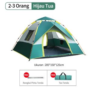 Tenda Camping Kapasitas 3-4 Orang Lipat Portable Tenda Otomatis Outdoor & Indoor Tenda Gunung