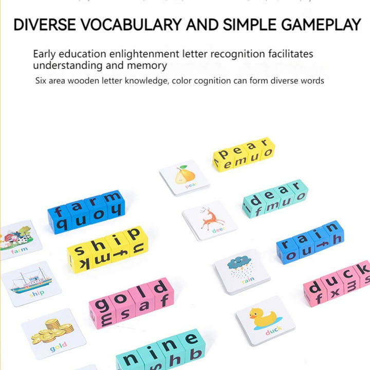 Letter Spelling Block Flash Cards Game English Words Early Learning ...