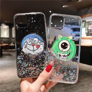 Gfaith For VIVO V20 Pro V20 Case Cute Cartoon Doraemon Bling Transparent Softcase With Water Stand Holder