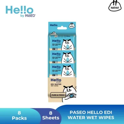 Paseo HELLO Wet Wipes EDI 8S 8P (64 packs / 128 packs)