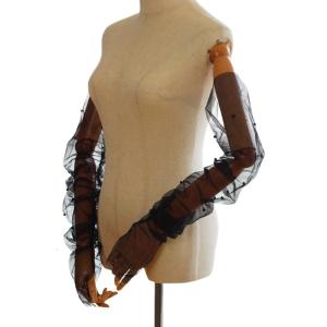 Decorative Paired Arm Warmer False Cuffs Pearls Tulle for Princess Dress False Sleeves Long Arm Covers