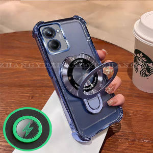 Transparent Magnetic Shockproof Phone Case For Realme C33 4G Phone Case Strong Magnetic Fast Charging + 360° Support + Air Cushion Shockproof Three-In-One