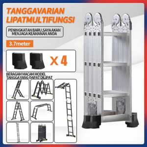 LENODI Tangga Lipat 5.8 Meter Paduan Aluminium Teleskopik Tangga Teleskopik Multifungsi