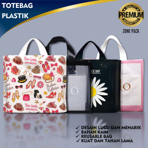 Totebag Plastik |Paperbag Plastik | Kantong Plastik Model Jinjing| Goodiebag Plastik | Kantong Kresek Motif