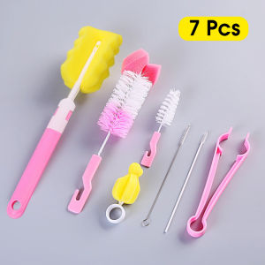 HamshMoc 7 pieces Soft sponge baby Bottle Cleaning Brush Highly absorbent Professional InfantsBottle Pacifier cleaning tools Multifunctional bottle brush set Easy to clean