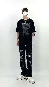 ยีนส์หลวมพิมพ์ตัวอักษรสไตล์อเมริกันสำหรับผู้ชาย กางเกงแฟชั่นสำหรับผู้ชาย กางเกงยีนส์ฮิปฮอปสำหรับผู้ชาย กางเกงทรงตรงหลวมสำหรับผู้ชาย กางเกงวินเทจสบายๆสำหรับผู้ชาย