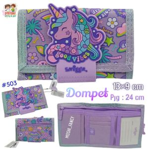 Dompet Lipat Motif Unicorn / Dompet Anak Motif Unciorn Girl / Dompet Unicorn / Dompet Anak Perempuan Unicorn Ungu Purple