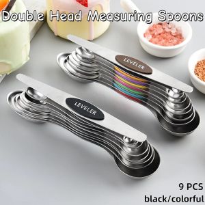 Magnetic Measuring Spoons Double End Stainless Steel Food Grade Nesting Kitchen Baking Seasoning Set