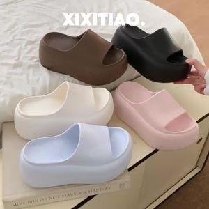 [FreeShipping] Fashionable soft thick-soled casual womens beach height-increasing 8cm arch sandals summer new outdoor slippers