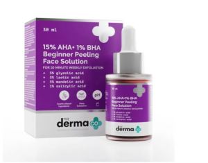 The Derma Co 15% AHA + 1% BHA Beginner Face Peeling Solution for 10-Minute Weekly Exfoliation - 30ml(dermaco)