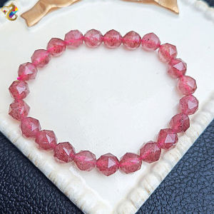 Premium Grade Faceted Strawberry Quartz Bracelet