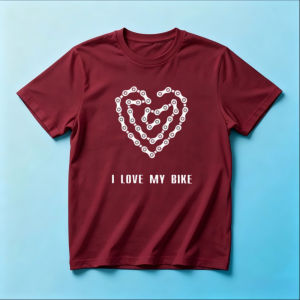 Minimal Bike Chain Heart Art T Shirt Men I Love My Bike Simple Cycling Sports Cotton Street Short Sleeve Tee