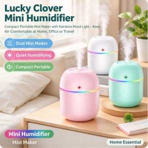 Mini Humidifier Lucky Clover USB Portable Air Humidifier Quiet Cool Mist 7 Color LED Night Light Desk Car Travel Humidifier