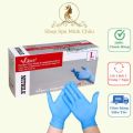 Găng tay y tế | bao tay khám bệnh nitrile xanh không bột hộp 100 chiếc. 