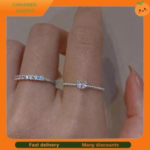 ❣️❣️❣️ 2Pcs Set Zircon Heart Rings For Women Opening Adjustable Weave Rhinestone Ring Engagement Wedding Jewelry Fashion Girlfriend Gifts