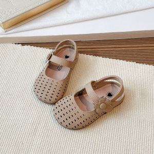 2026 Children PU Leather Shoes Girls Cut-outs Kids Fashion Appliques Mary Janes Baby Shoes Princess Casual Shallow Slides J03248
