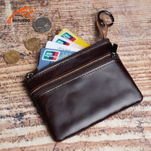 Genuine Leather Mini Coin Purse Small Wallet Men Women Brown Vintage Casual Credit Card Little Bag Zipper Pocket Key Bag NUPUGOO