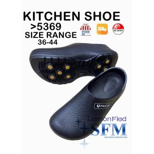 Kitchen Shoe P 5369 Size 36 - 44 Made In Taiwan Black slipper SG Retailer Men Lady Safety Work Paichi Light weight