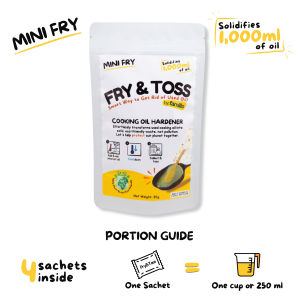 Fry & Toss ® (Pro Fry) Used Cooking Oil Hardener Up to 2000ml 100% Plant-Based Oil Solidifier Powder Turns Used Oil to Solid for Easy Disposal No Mess Kitchen Waste Solution Safe & Eco-Friendly Oil Solidifier Powder Famillo ®