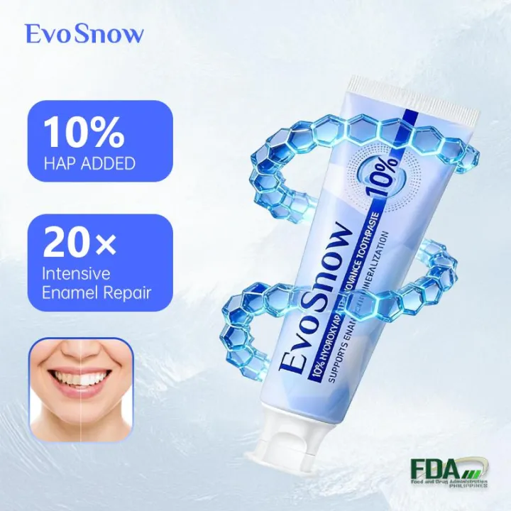 EvoSnow 10% HAP Hydroxyapatite Advance Toothpaste 100g Blueberry Mint ...