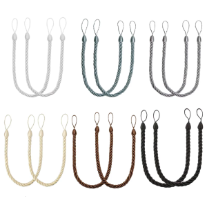 Pack of 4 Handwovens Bohos Styles Decorative Holdbacks Elegant Cotton Rope Curtain Tiebacks for Home and Office Drapes