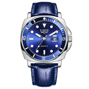 LIGE Original Watch for Men Fashion Waterproof Calendar Stainless Steel Quartz Watches + Box