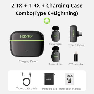 KOORFLY KF-MINI PRO Wireless Lavalier Microphone for Android/Tablets/PC with USB C PlugNoise Reduction30H Battery Life with Charging CaseAI Voice ChangerLapel Microphone Wireless for Video Recording Podcast