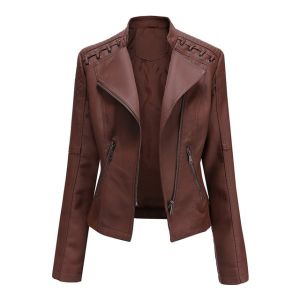 SUPERLI 2024 Womens Leather Jacket PU Female Autumn Coats Fashion Oversize Punk Jackets Slim Streetwear Moto Biker Outerwear EU Size