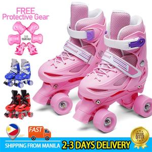 Free Protective Gear Adjustable Double Row Roller Skates For Kids Suitable For Beginners The New Roller Skates Adjustable Double Row Skate Roller 4 Wheel Roller Skate For Kids