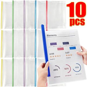 10Pcs A4 Transparent Book Cover with Sliding Bar / Waterproof Plastic Wrapper / for Notebook Presentation Resume Folder / Office School Supplies