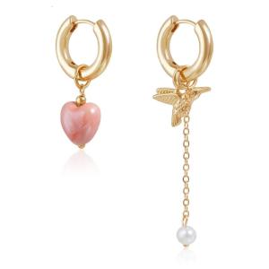 Vintage Inspired Asymmetric Heart and Bird Earrings Hypoallergenically Zinc Alloy Fashion Gift for Women