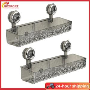 【HOSPORT】2Pcs Suction Cup Clear Wall Caddy No Drill Shower Organizer Rack Multifunctional Shampoo Holder Bathroom Accessories