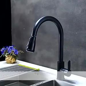 AU Pull-out faucet stainless steel adjustable hot and cold water for kitchen sink black kitchen faucet