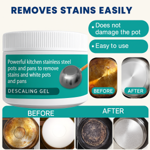 Powerful Pot Cleaner Turns Black Bottoms White Strong Degreaser Stain Remover for Burnt Pots Pans Heavy-Duty Seaweed Mud Grease Cleaner