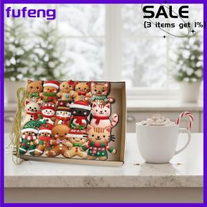 fufeng 8 16Pcs Cute Cartoon 2D Flat Gingerbread Cat Tree Toppers Decoration Christmas Tree Hanging Decorative Pendants Ornaments