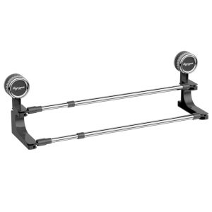 Bathroom Suction Cup Towel Rack Double Rod Punch-Free Bathroom Wall Hanging with Hook Storage Rack