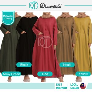 [Clearance] Dreamtale Baju Wanita Gaun Menyusu Muslimah Areza Muslimah Wear Dress Muslimah Kaftan Dress BreastFeed Friendly Como Crepe Abaya Dress Long Dress WCO134