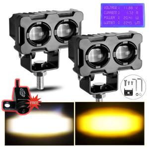 Original Ultra Bright Double LED Mini Driving Light for 120W Motorcycle Headlight Fog Lamp 2 Color All Weather MDL Waterproof Spotlight 
